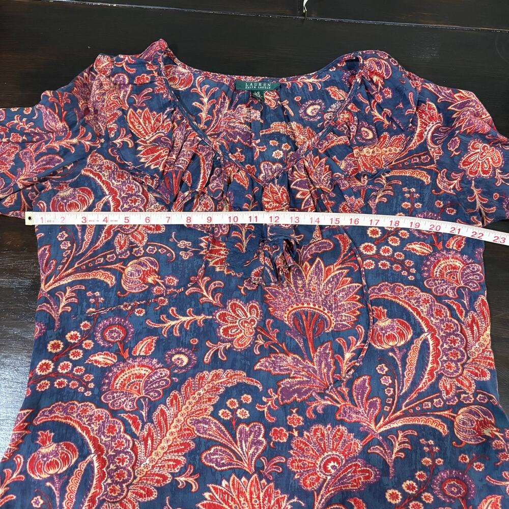 Ralph Lauren Ruffle Collar Paisley Blouse | Boho Chic Cottagecore | Size Large - Picture 7 of 8